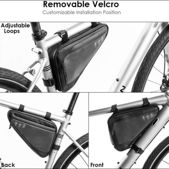 Bike Frame Storage Bag, Water Resistant Reflective Bicycle Triangle Bag - Picture 3 of 7